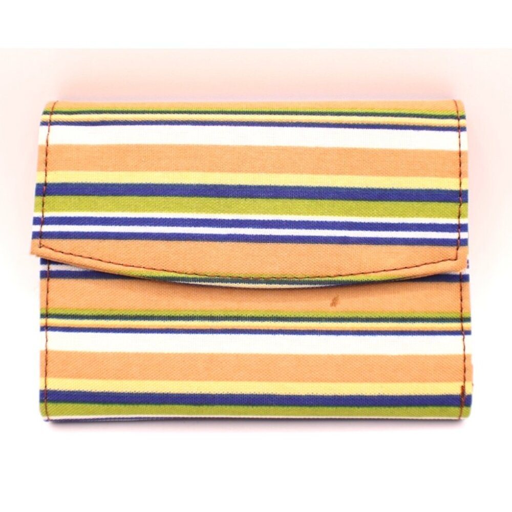 Striped Tri-Fold Wallet Coin Purse Money Card Organizer Pockets Small 5x4"